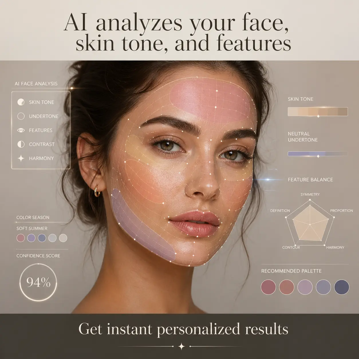 how AI color analysis works by scanning face and matching colors to skin tone